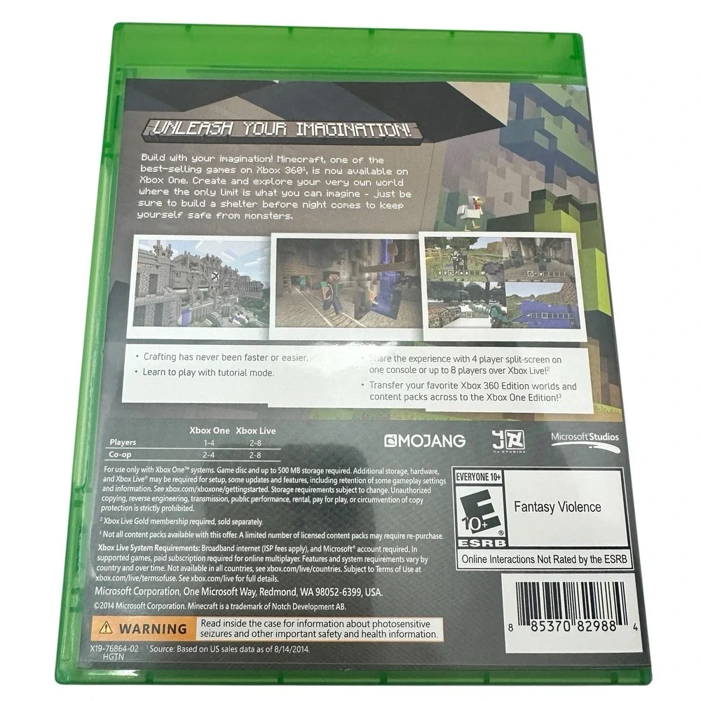 Minecraft Xbox One Edition Original Case & Disc Microsoft Mojang